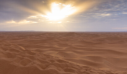 View of the Magnificent Landscape of the Sahara Desert in Morocco