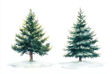 Obraz premium Illustration of two fir trees on a white background