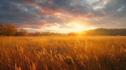 Obraz premium Autumn Field Sunset Near Kiev.