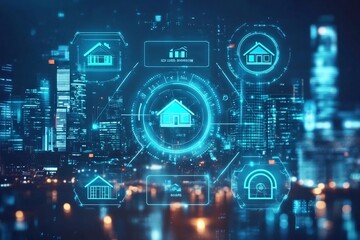 Obraz premium Futuristic Smart City Skyline with Cutting Edge Digital Infrastructure and Advanced Urban Planning