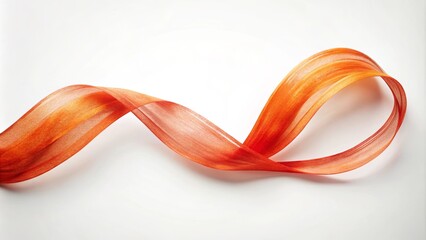 Abstract orange ribbon flowing elegantly on white background
