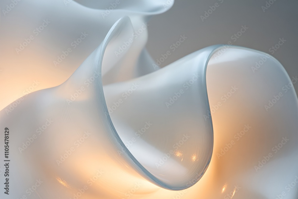 Aufkleber Translucent wave-like shapes are gracefully captured with soft lighting, creating an enchanting and calming visual aesthetic perfect for modern decor and design.