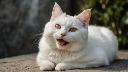 grey cat, white cat, cat in garden, blue eyes cat, kitten, pet animal, cat