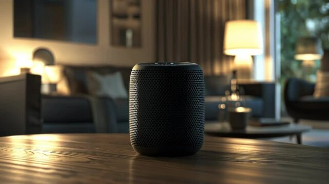 Smart Speaker on Wooden Table