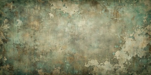 Obraz premium Abstract Weathered Texture Distressed Green and Beige Surface with Irregular Patches