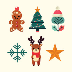 set of christmas elements