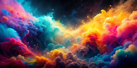 Fototapeta premium A vibrant cosmic dreamscape of swirling nebulae and celestial dust clouds in a spectrum of colors