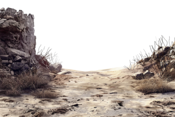 Island Survival Game Background: Remote Beaches and Perilous Conditions Isolated on Transparent Background