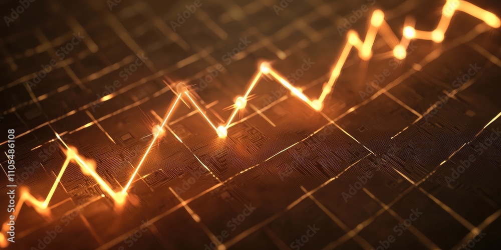 Poster A digital analysis graph depicting the future of digital transformation with upward trends, smart solutions, and virtual networks.