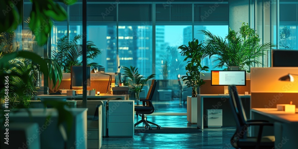 Fototapete A dynamic office setting where customer service teams incorporate feedback into processes to improve client experiences