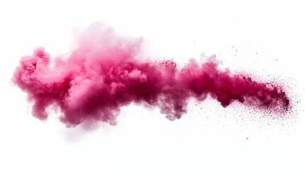 Obraz premium Abstract Crimson Powder Explosion Background Image: A vibrant, dynamic burst of crimson powder explodes against a stark white background, creating a dramatic and artistic effect.