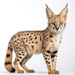serval on white background