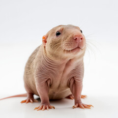 naked mole rat on white background