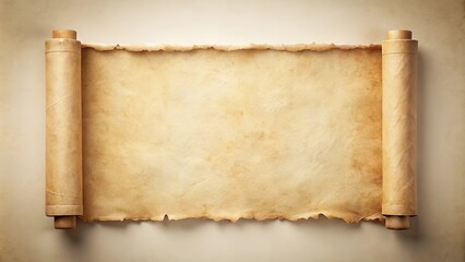 Ancient Rolled Parchment with Textured Surface and Blank Space for Your Message