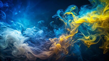 Abstract Swirling Blue and Yellow Smoke Design for Backgrounds