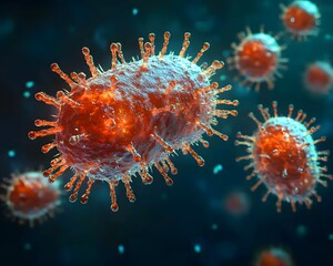 Fototapeta premium The dangerous bacteria, which appear to reflect the seriousness of potentially dangerous infectious diseases, are designed to emphasize the importance of health care through engaging visual media.