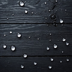 Black vintage wood with water drops. Vintage wood background