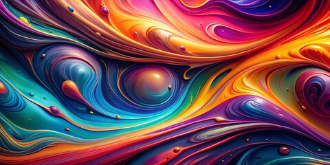 Fototapeta premium Abstract Swirling Vibrant Hues of Color with Glossy Spheres