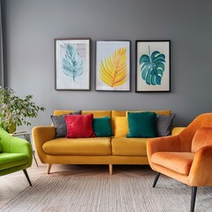 "Scandinavian Living: A Splash of Color Meets Minimalist Design"