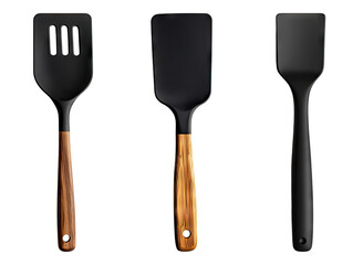 Non stick spatula isolated on transparent background, Set of