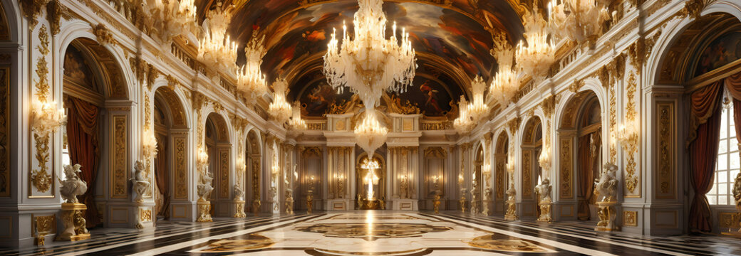 Royal Grandeur – Surreal Palace Interior – High-Resolution Digital Art Perfect for backgrounds, design projects, or any media needing to convey opulence and elegance