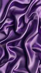 Fototapeta premium Luxurious purple silk fabric elegantly draped, creating a mesmerizing play of light and shadow. Smooth folds and creases form an abstract, sensual texture.