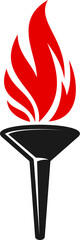 Torch icon for victory and freedom, liberty flame or champion fire flame torchlight, vector emblem. Sport championship sign or winner torch for competition victory, marathon lantern and liberty sign