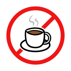 No Tea or Coffee Sign on White Background