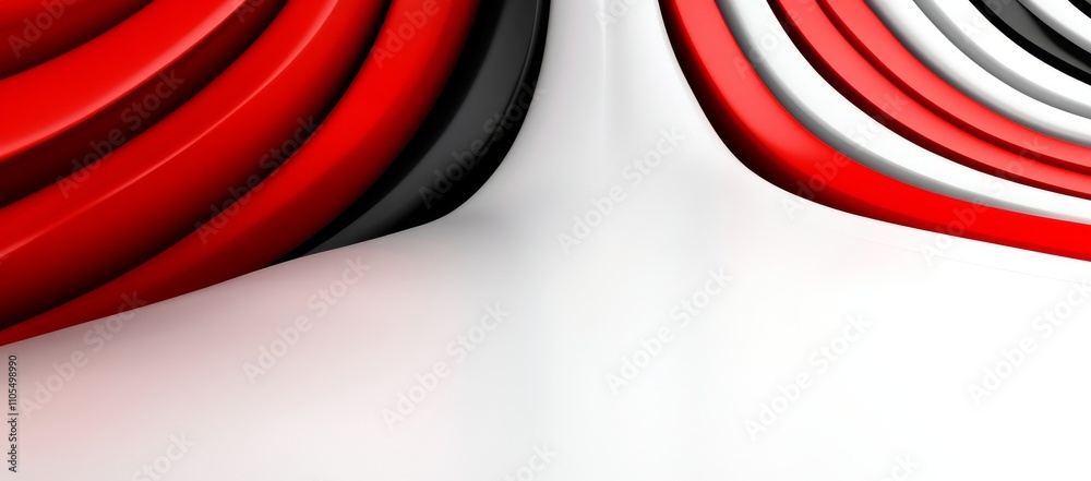 Wall mural 3d rendering of curved white background with red and black lines