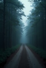 Fototapeta premium Road through the forest to the storm