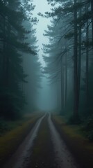 Fototapeta premium Road through the forest to the storm