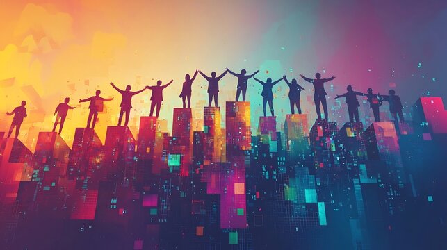 Minimalist Abstract Depiction of Collaborative Teamwork for Marketing Purposes