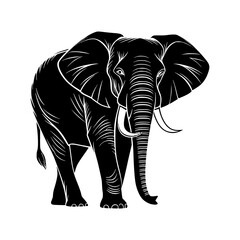 Majestic Elephant in Profile Silhouette