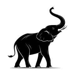 Elephant with Raised Trunk Silhouette