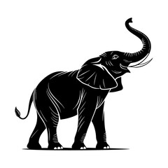 Elephant with Raised Trunk Silhouette