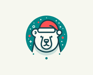 
Christmas Polar Bear Logo Design Icon Vector Illustration