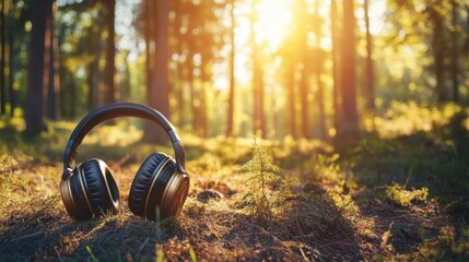 Naklejka premium The Headphones in Nature