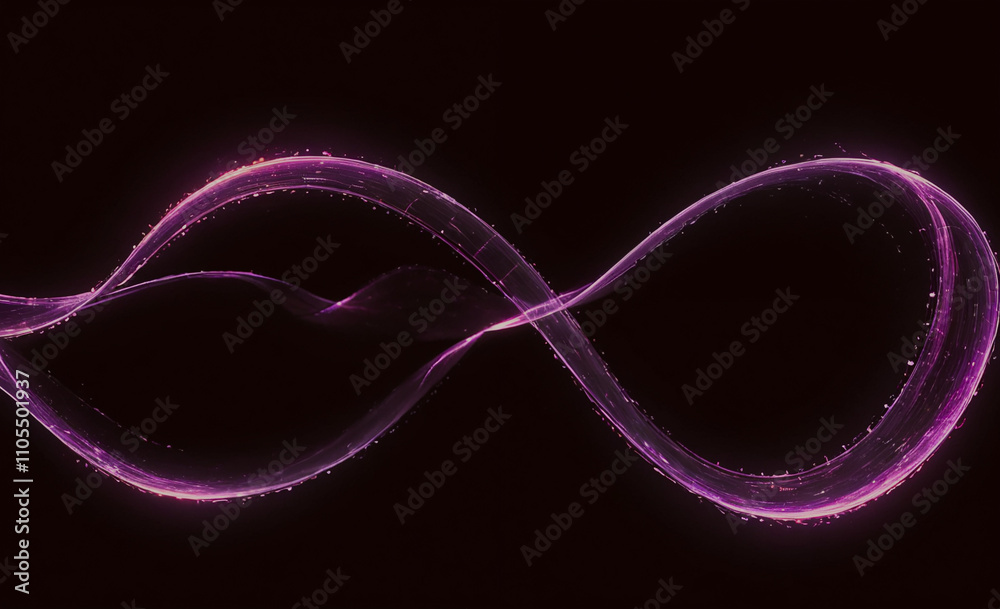 Poster purple line with a black background. the line is curved and has a lot of dots