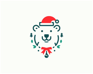 
Christmas Polar Bear Logo Design Icon Vector Illustration