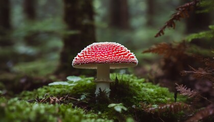 Vibrant Red Fly Agaric Mushroom in the Forest - a Natural Work of Art