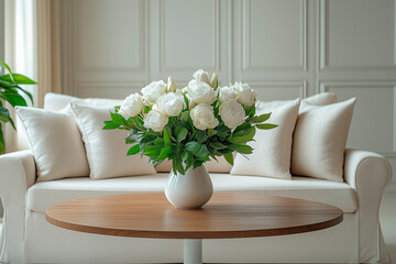 Stylish living room with chic decor and warm daylight ambiance