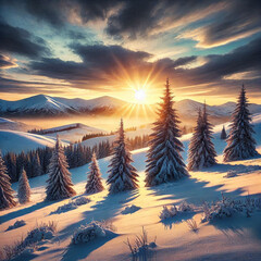 sunset in the mountains