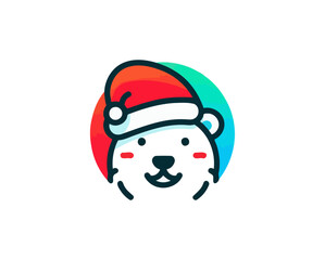 
Christmas Polar Bear Logo Design Icon Vector Illustration