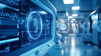 Futuristic medical facility showcasing advanced technology and equipment in a sleek environment