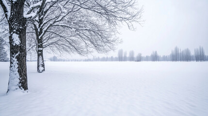 Fototapeta premium Serene Winter Landscapes with Snowy Fields and Trees