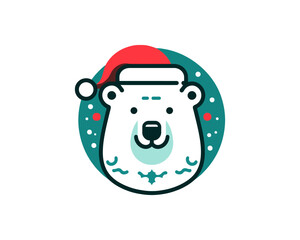 
Christmas Polar Bear Logo Design Icon Vector Illustration