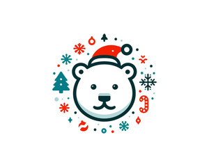 
Christmas Polar Bear Logo Design Icon Vector Illustration