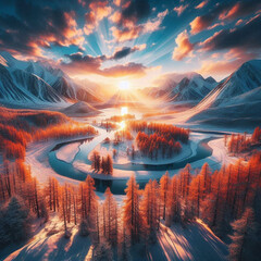 sunset over the lake