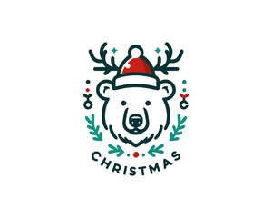 
Christmas Polar Bear Logo Design Icon Vector Illustration