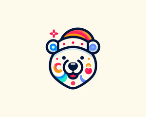 
Christmas Polar Bear Logo Design Icon Vector Illustration